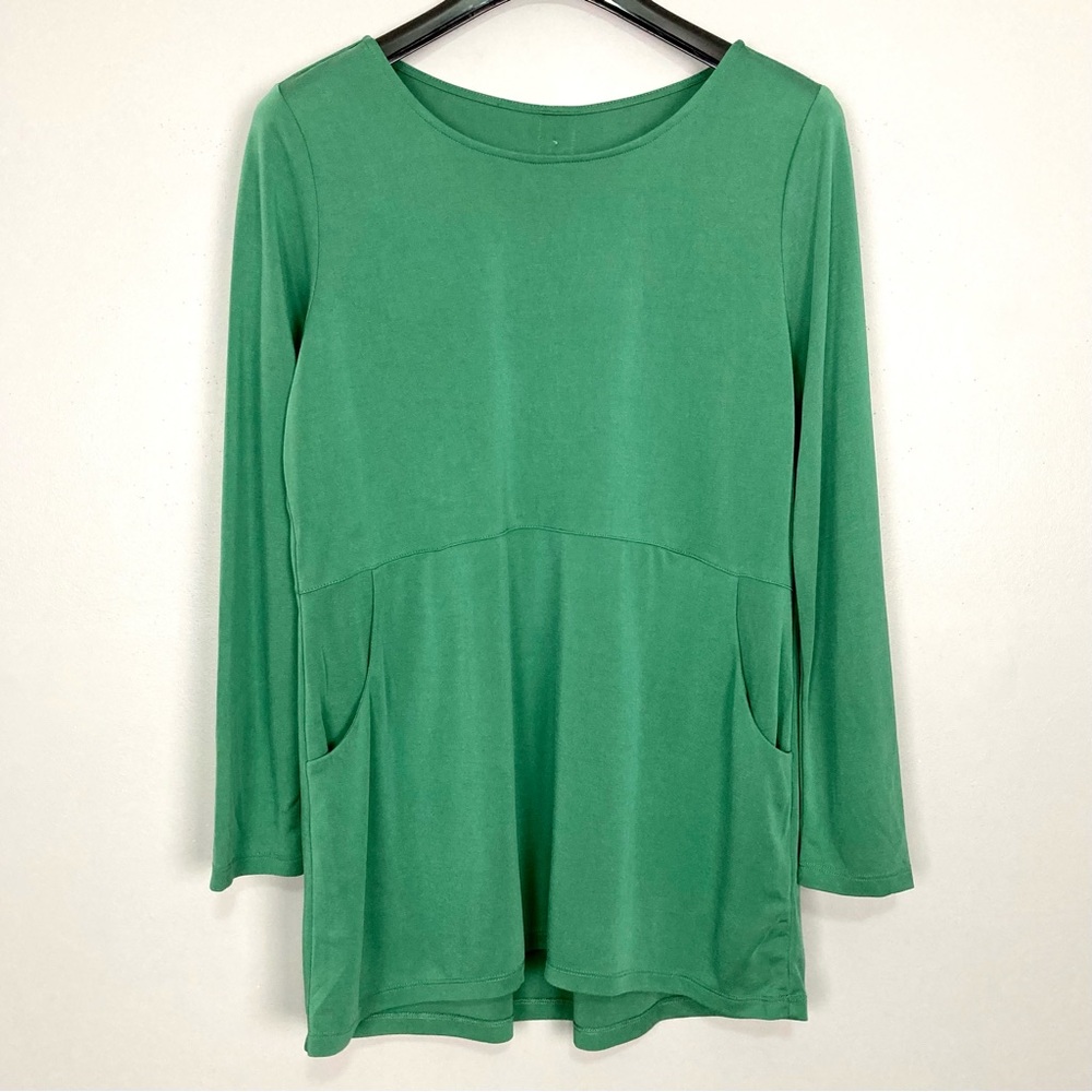 Soft Surroundings Fairfax Tunic Top Women’s Size M Pockets Shell Buttons Knit